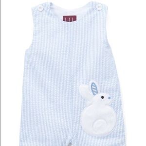 Light Blue Bunny Seersucker Shortalls